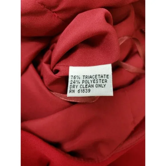 Rickie Freeman Teri Jon Womens Dress Mock Neck Peep Shoulder Flounce Red Size 2